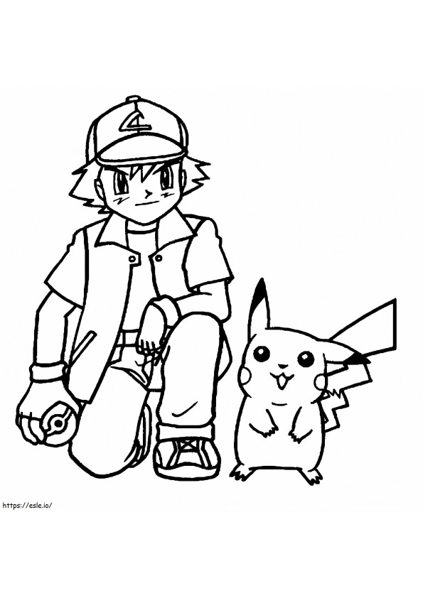 Coloriage Satoshi et Pikachu à imprimer dessin