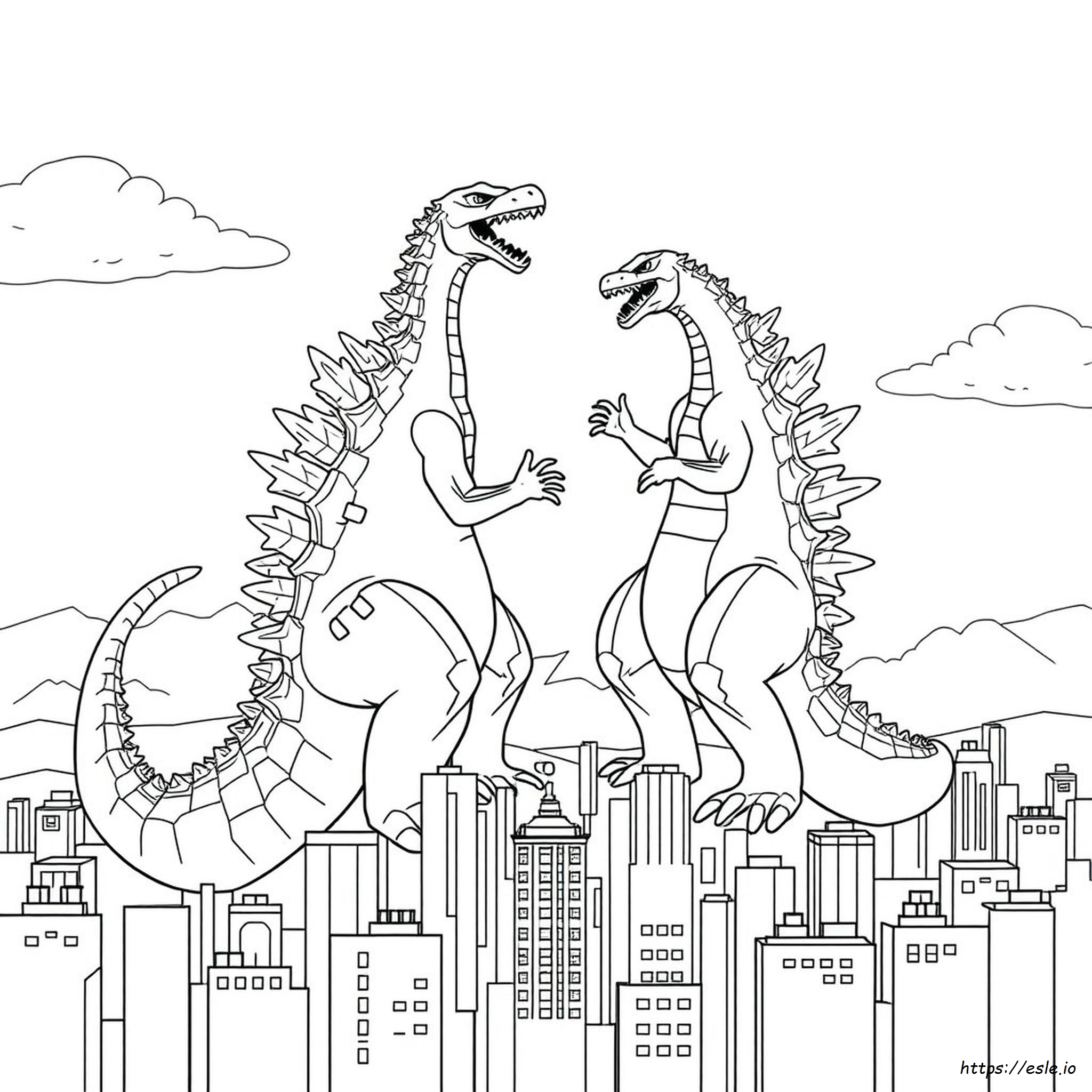 Godzilla Vs King Ghidorah Coloring Pages