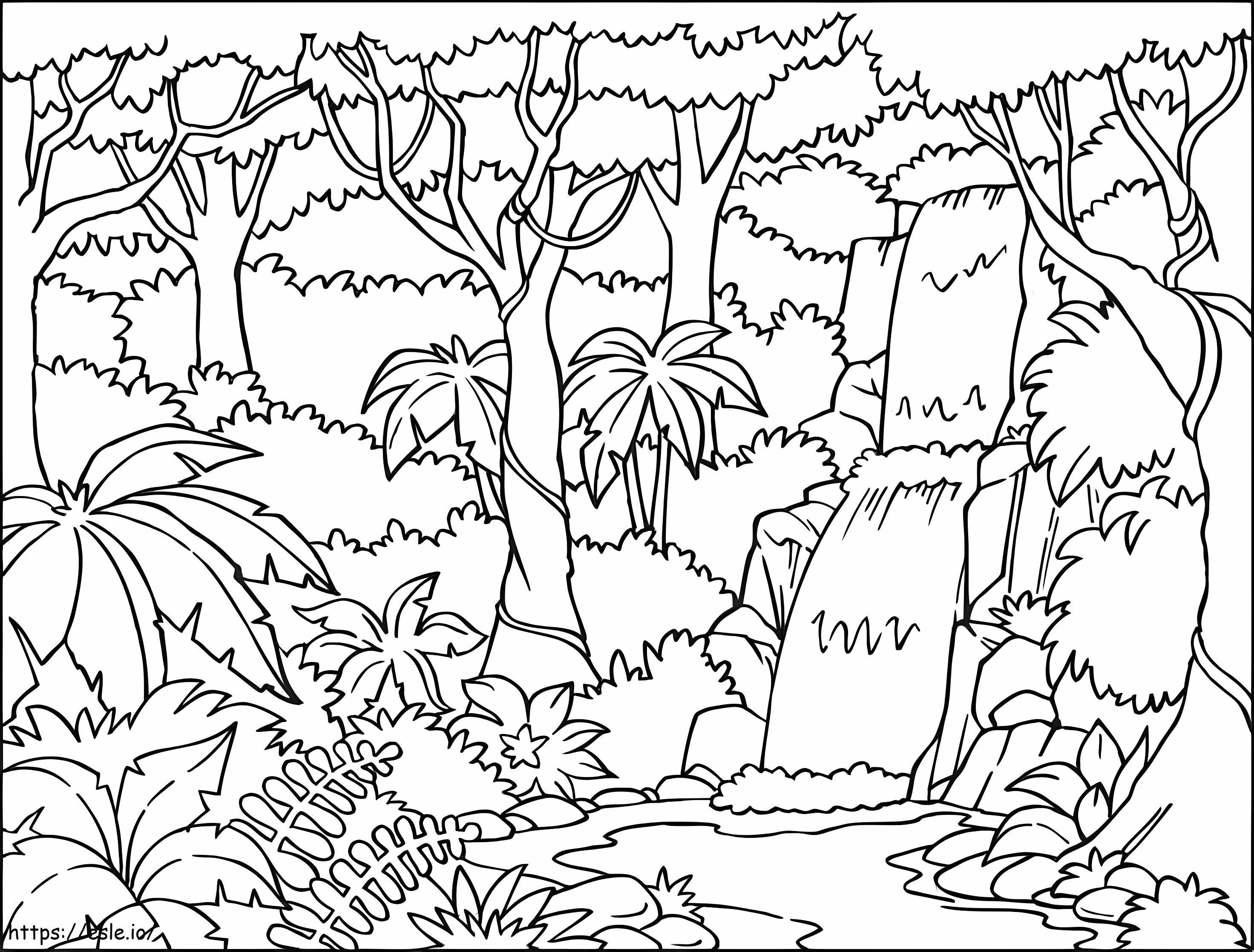 ジャングルの風景 ぬりえ - 塗り絵
