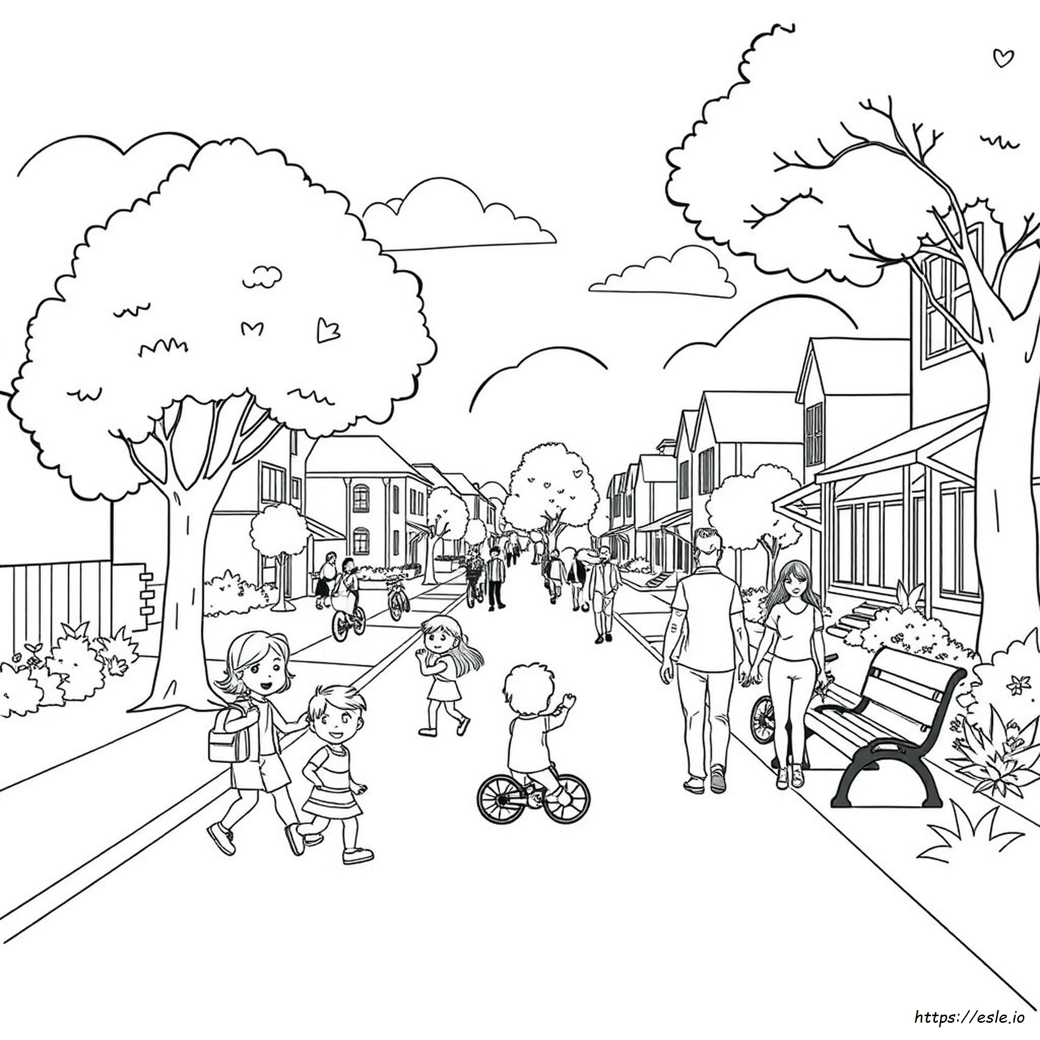 Neighborhood Community Coloring Pages