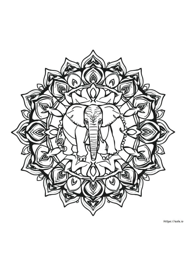 Mandala De Elefante Para Colorir Para Adultos