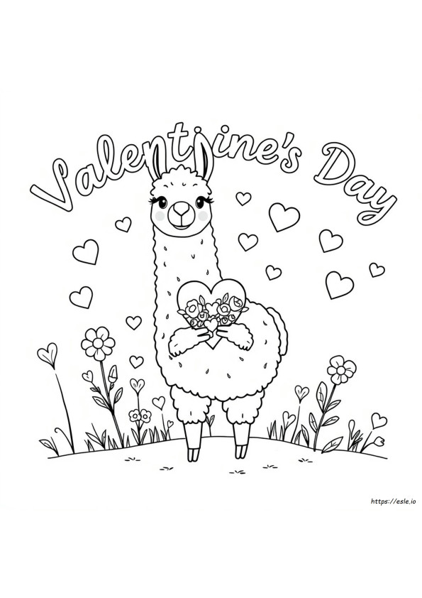 Láma Valentin Nap Színező Oldalak