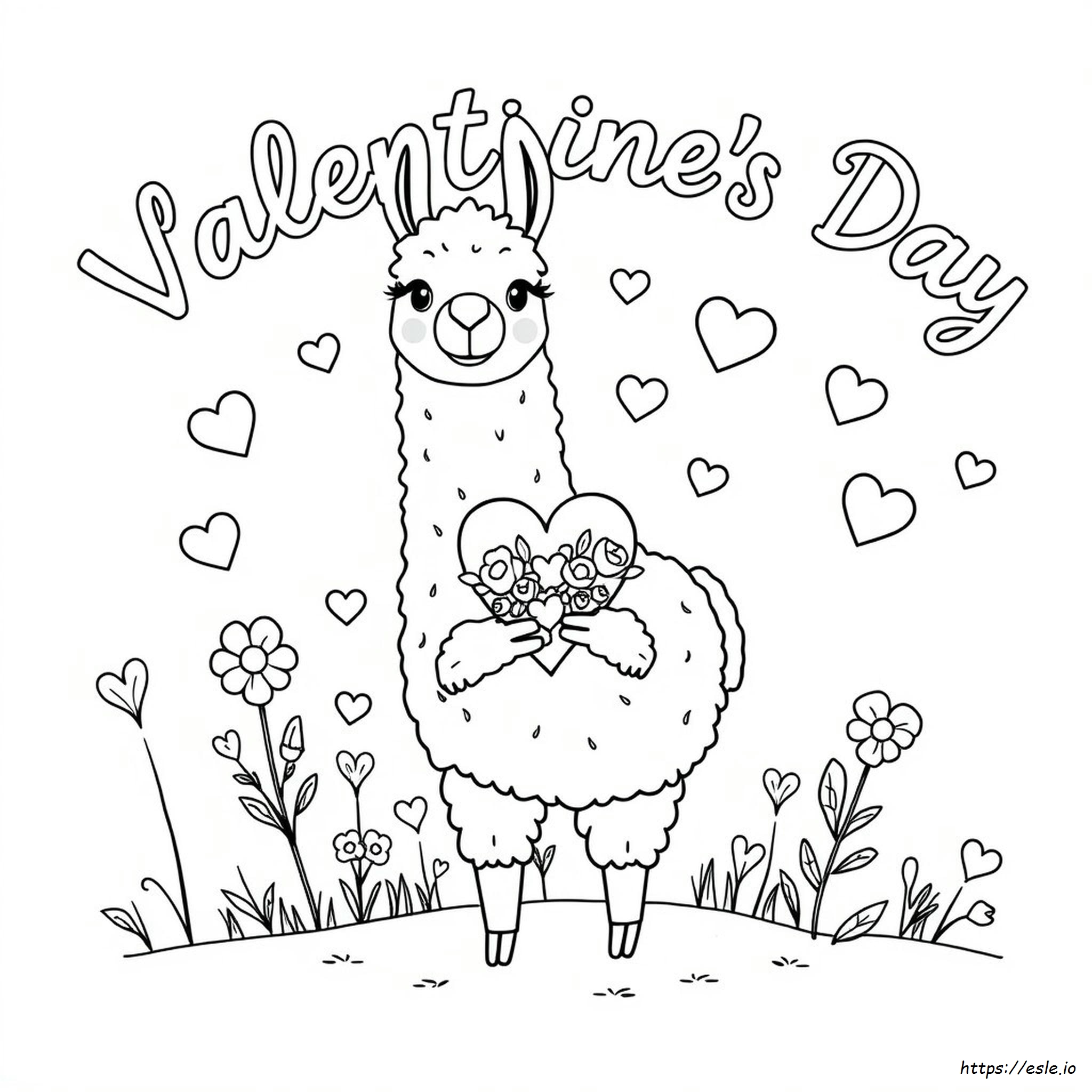 Llama Valentines Day Coloring Pages