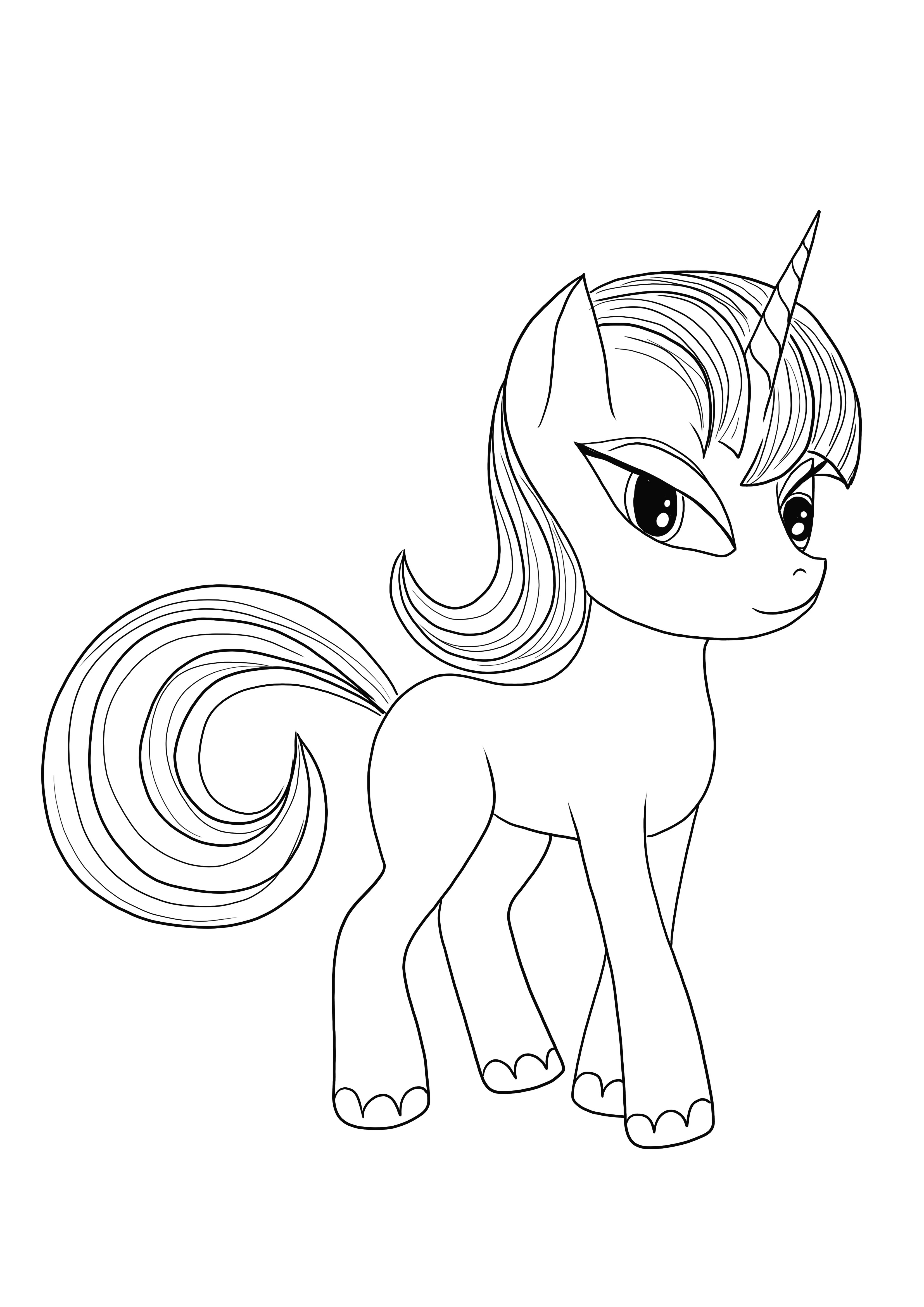 Cute Little Pony Unicorn free coloring and printing for kids of all ages