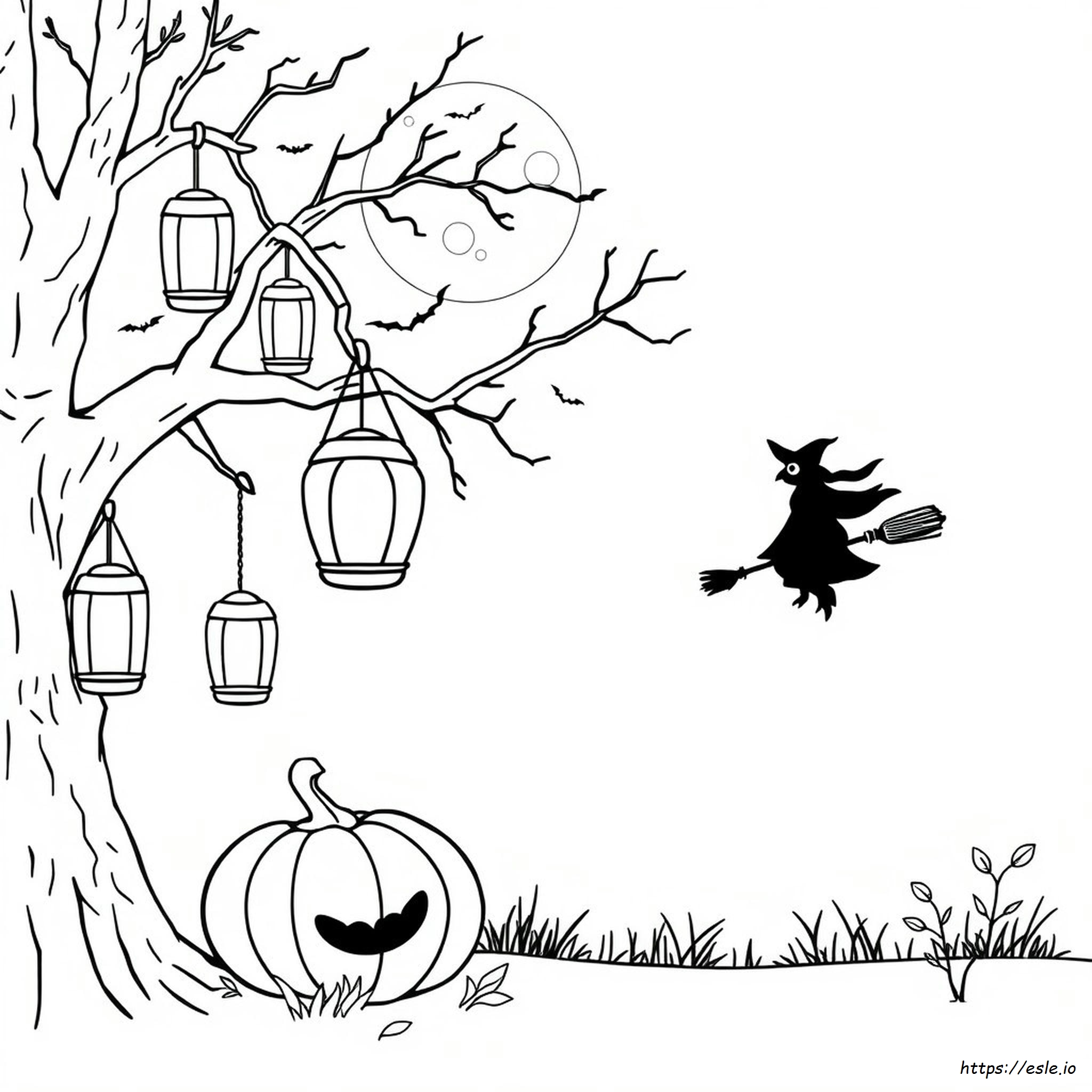 Luna De Halloween De Colorat