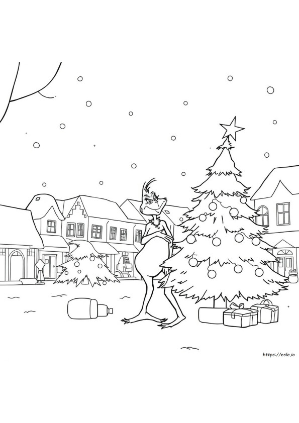 Coloriage Grinch Sapin De Noël