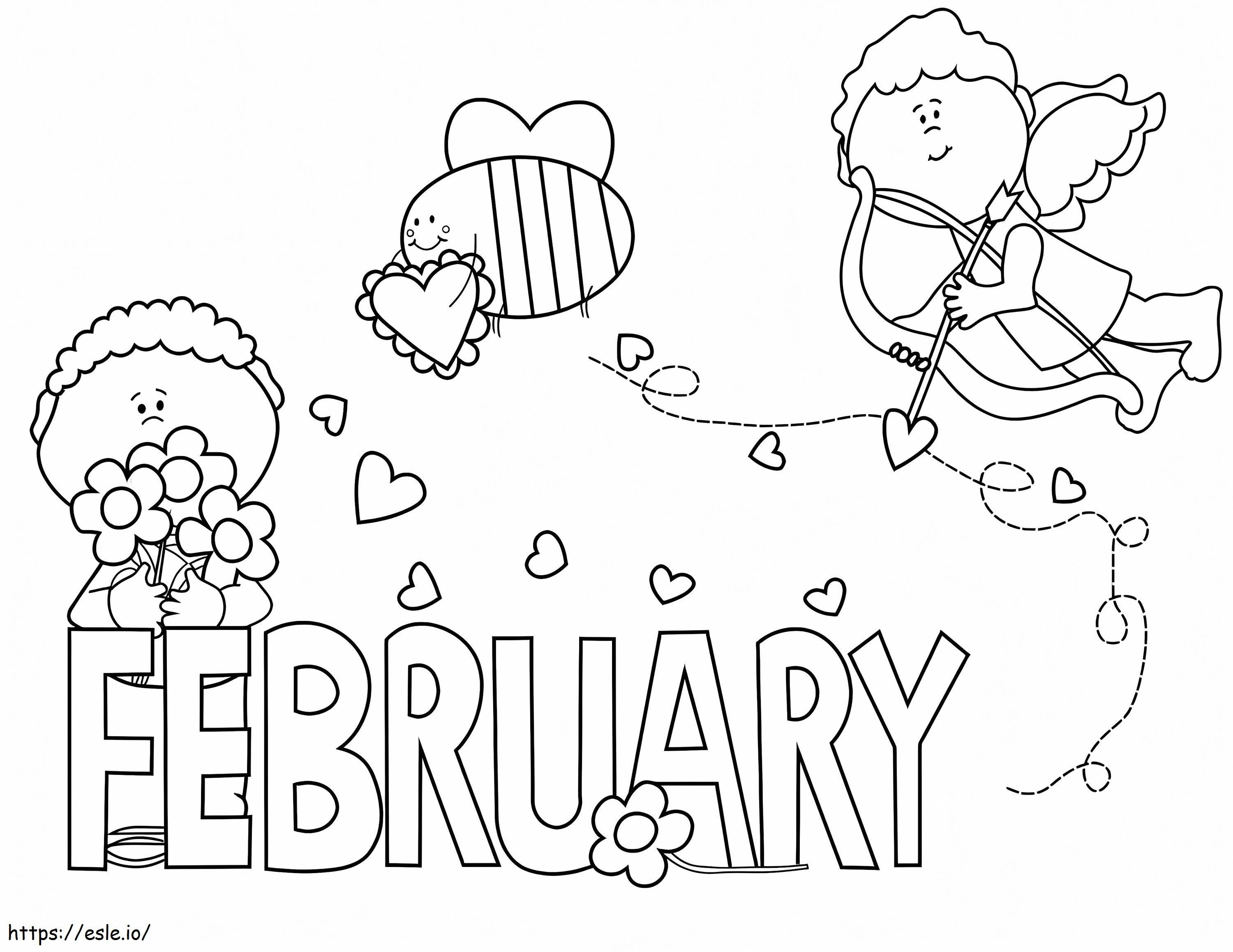 Adorabile pagina da colorare di febbraio da colorare