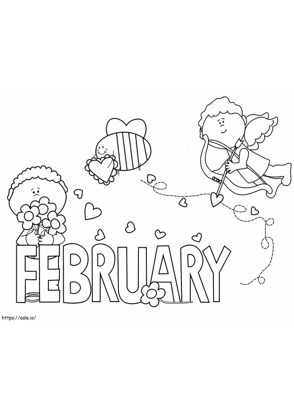 Adorável página para colorir de fevereiro para colorir