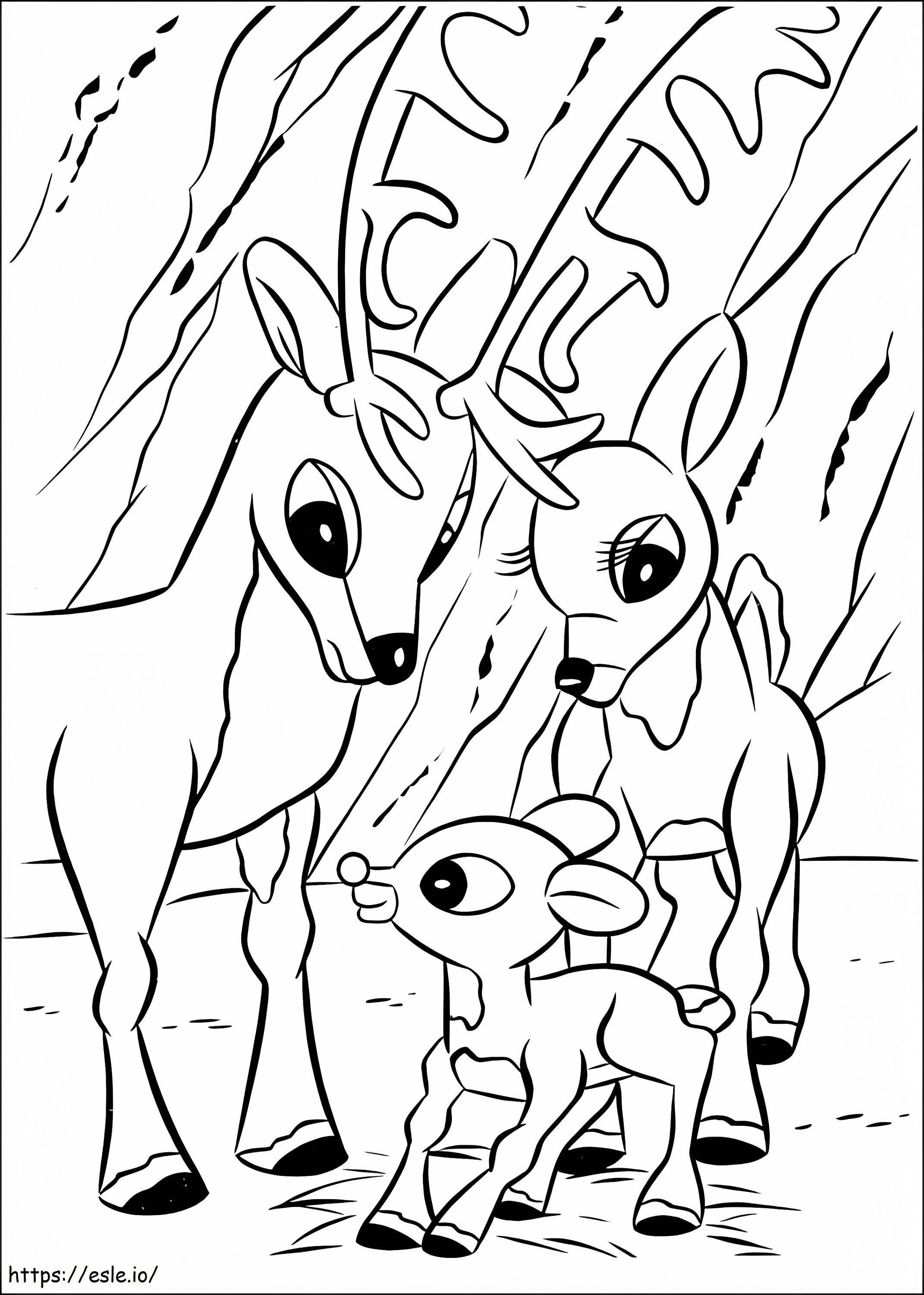 Rudolf i rodzina kolorowanka