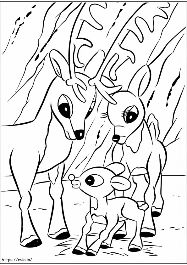 Rudolph ja perhe värityskuva