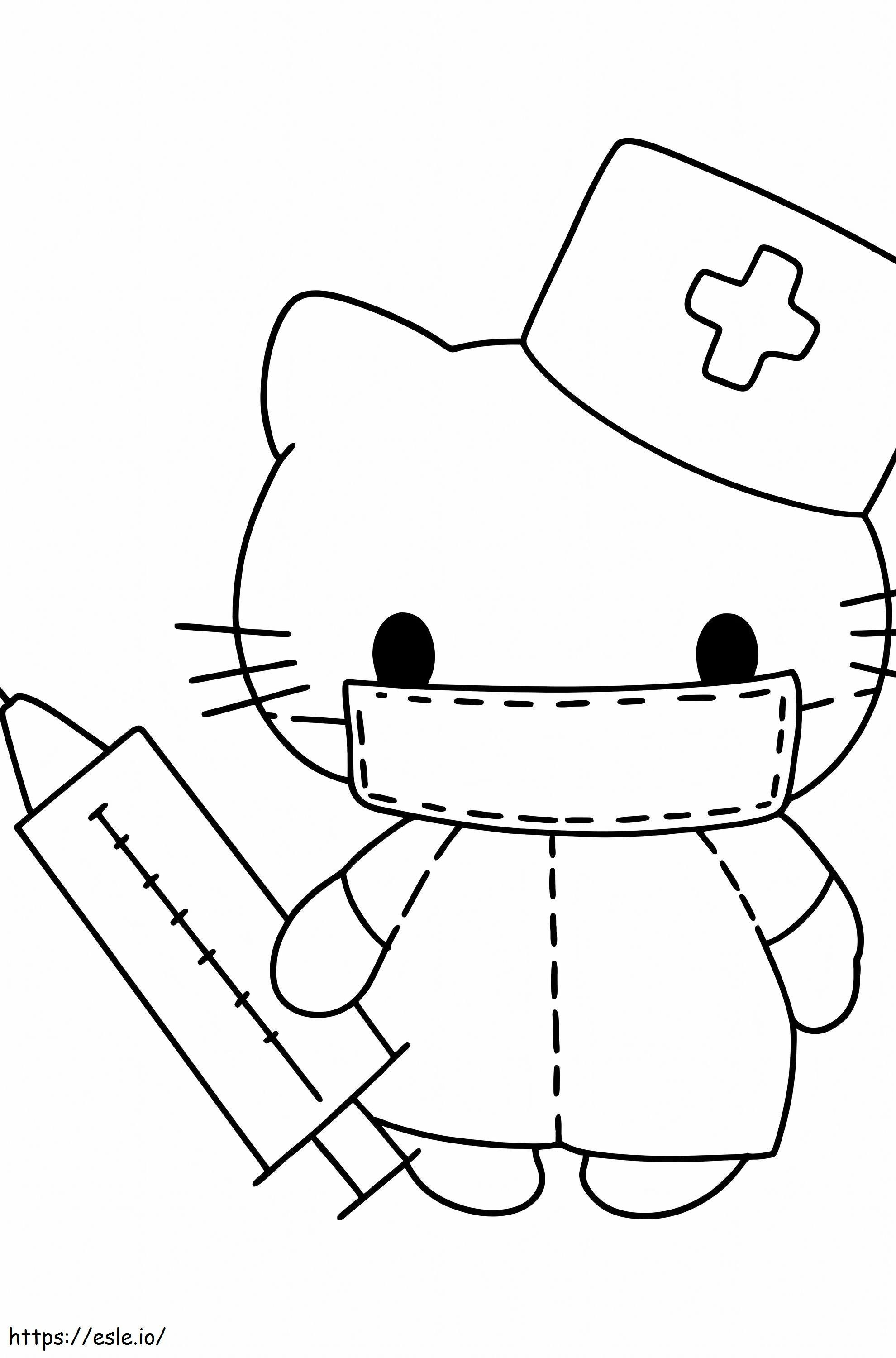 Hello Kitty sairaanhoitaja värityskuva