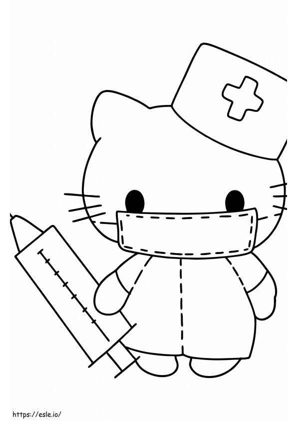 Hallo Kitty-verpleegster kleurplaat