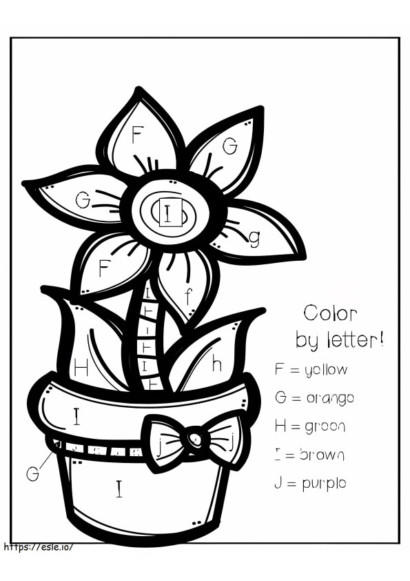 Kukkien väri kirjaimilla värityskuva