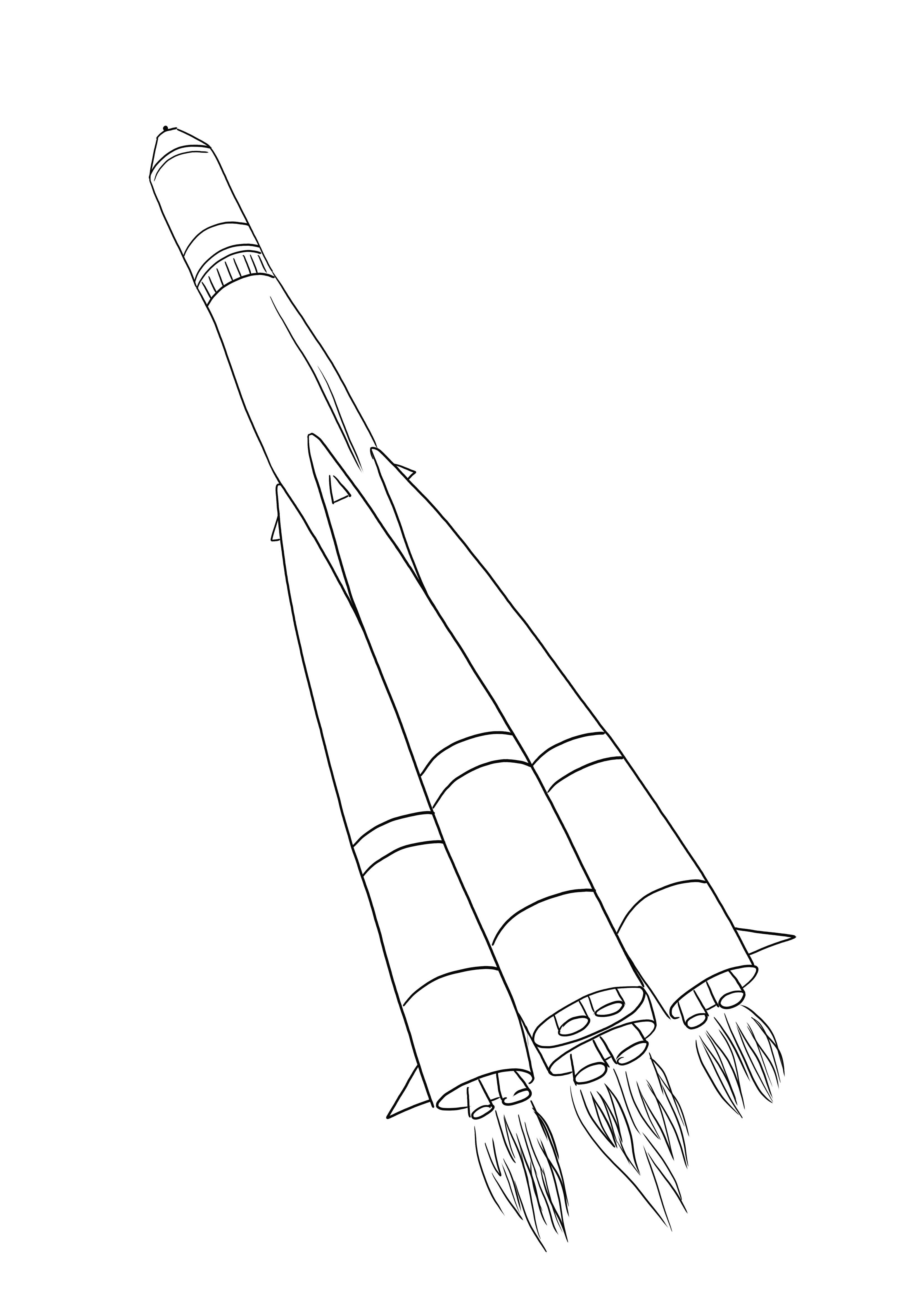 Big Space Rocket taking off to space is free to download and color for kids