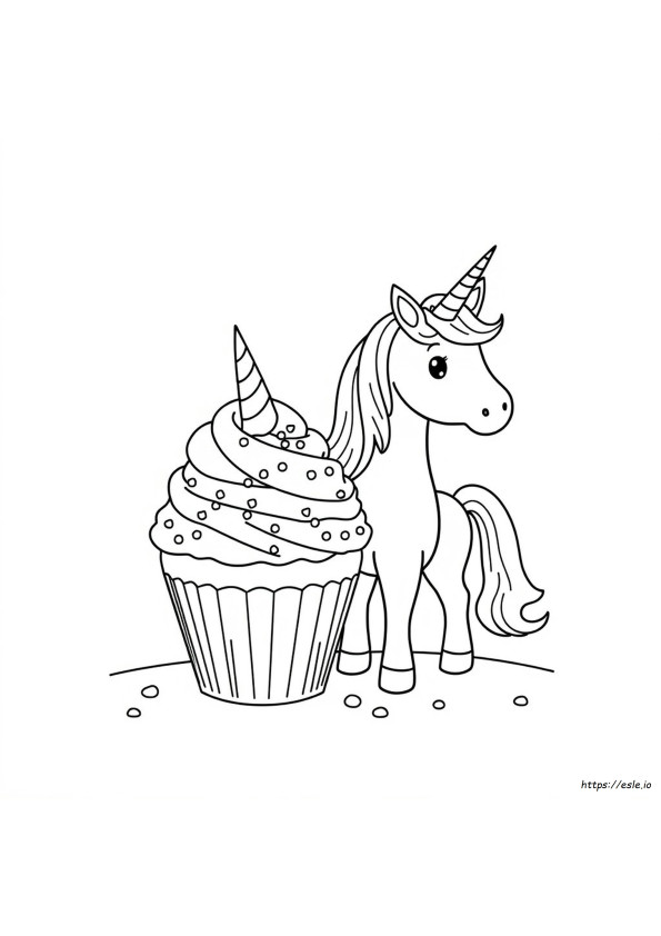 Egyszarvú Cupcake Színező Lap
