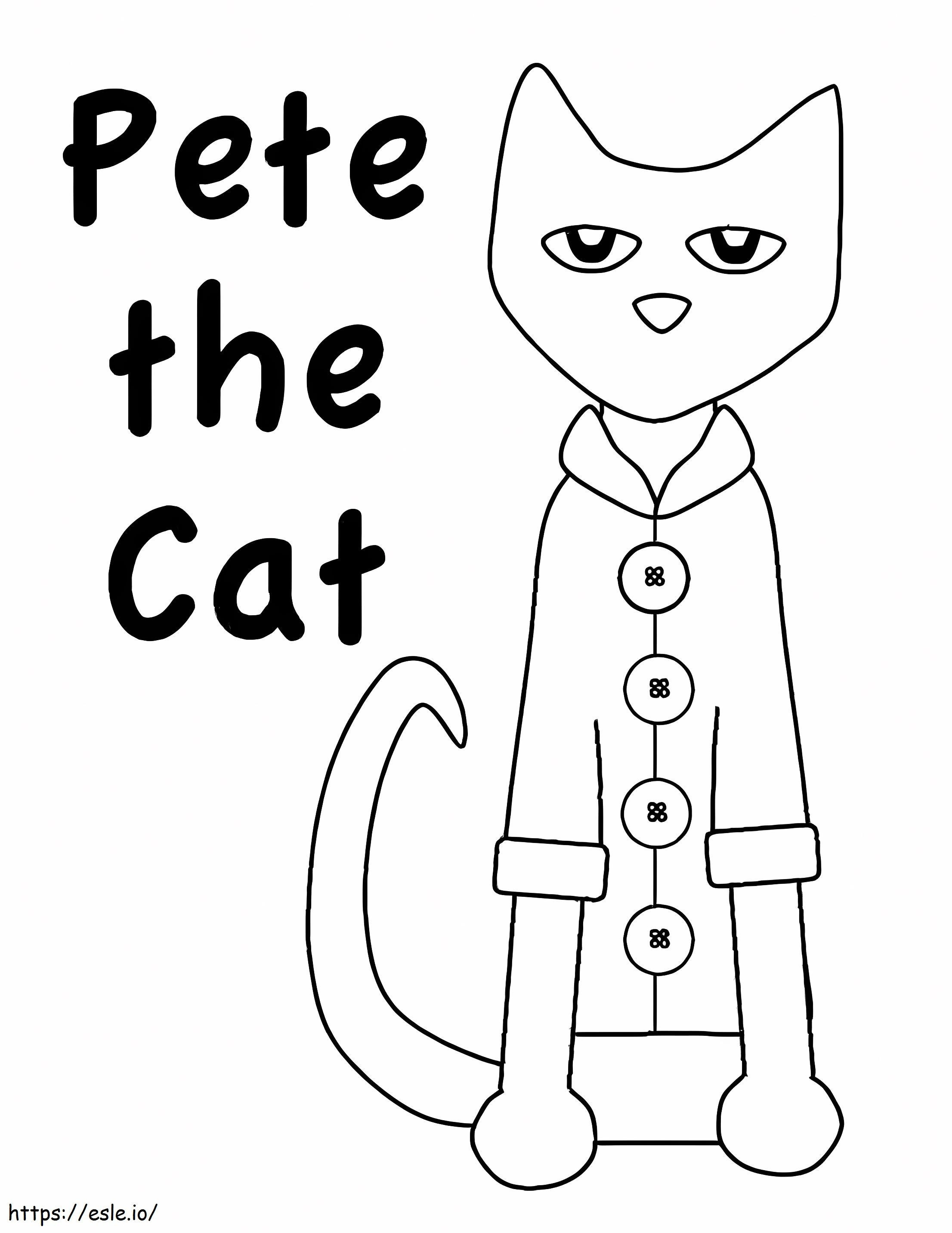 Pete el gato sentado para colorear