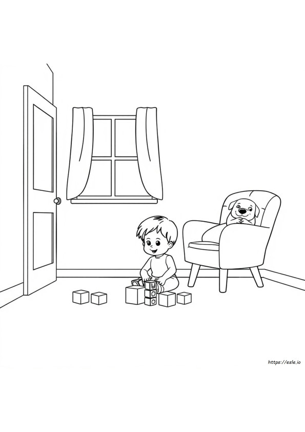 Simple Inside House Coloring Pages