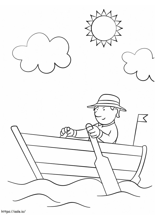 Man Rowing Boat A4 coloring page