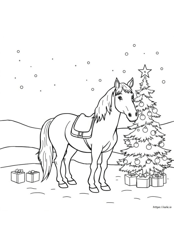 Caballo De Navidad Para Colorear