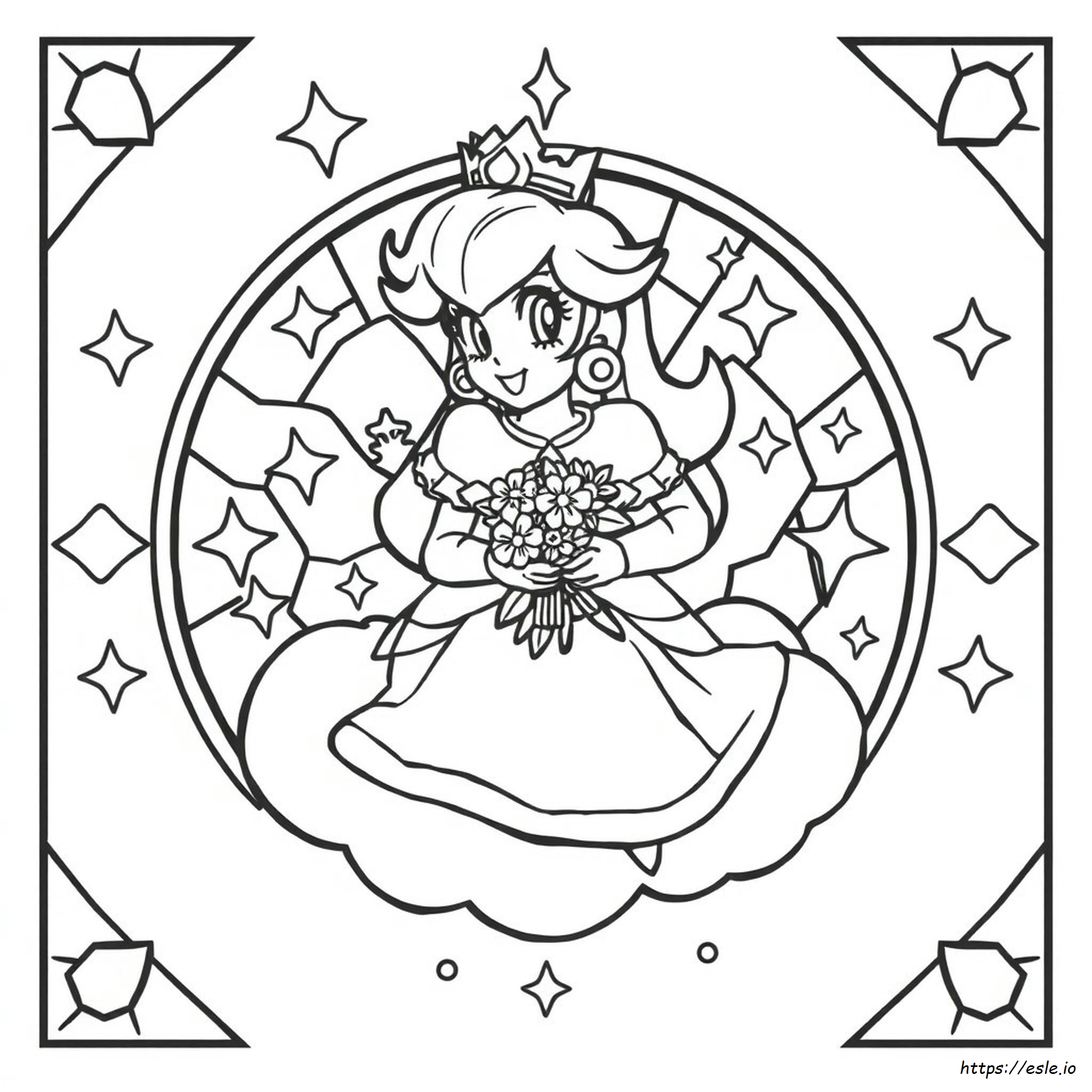 Princess Peach Stained Glass Coloring Page