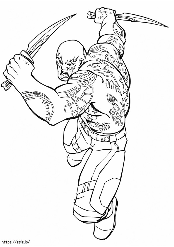 Drax Fighting A4 coloring page