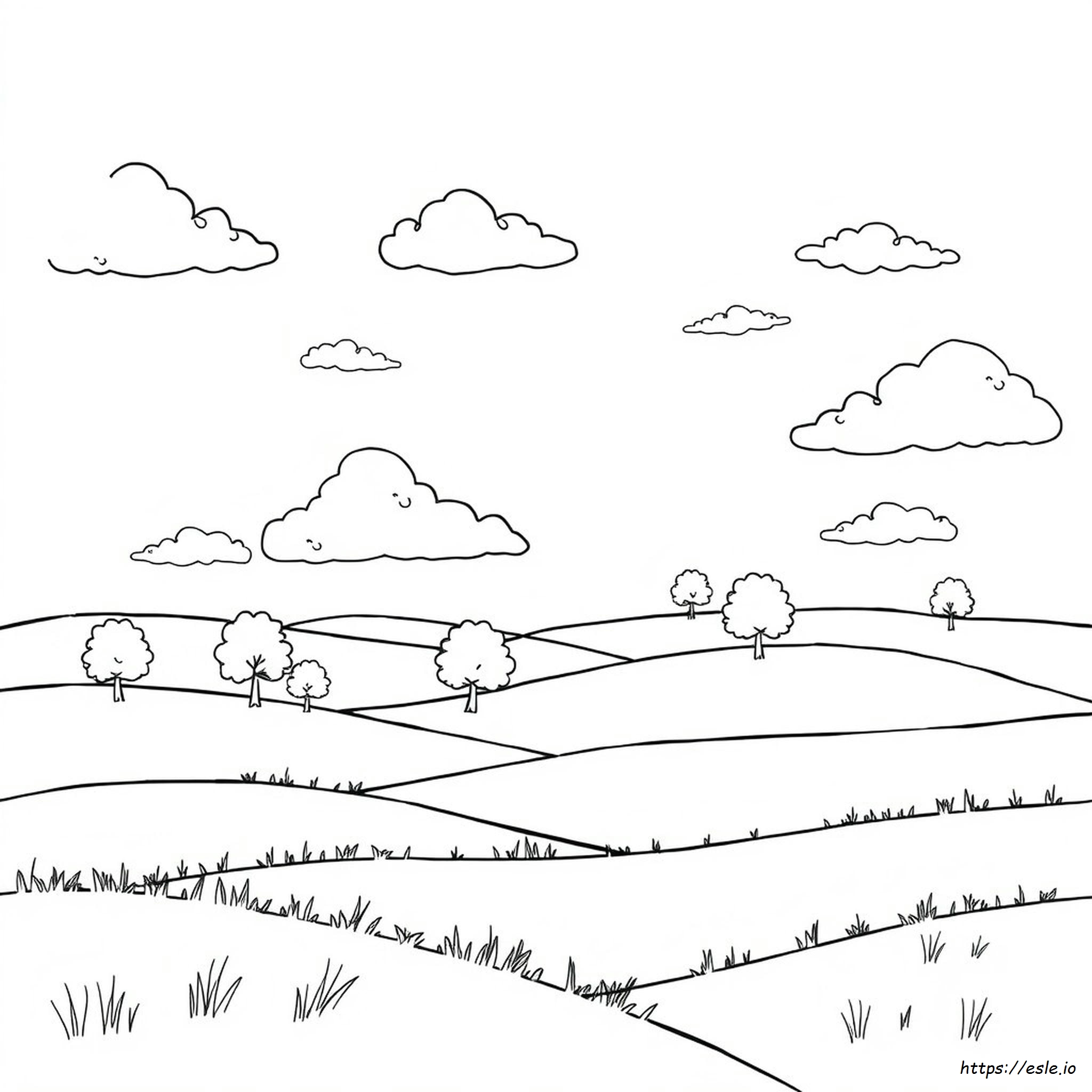 Paisagem Para Colorir
