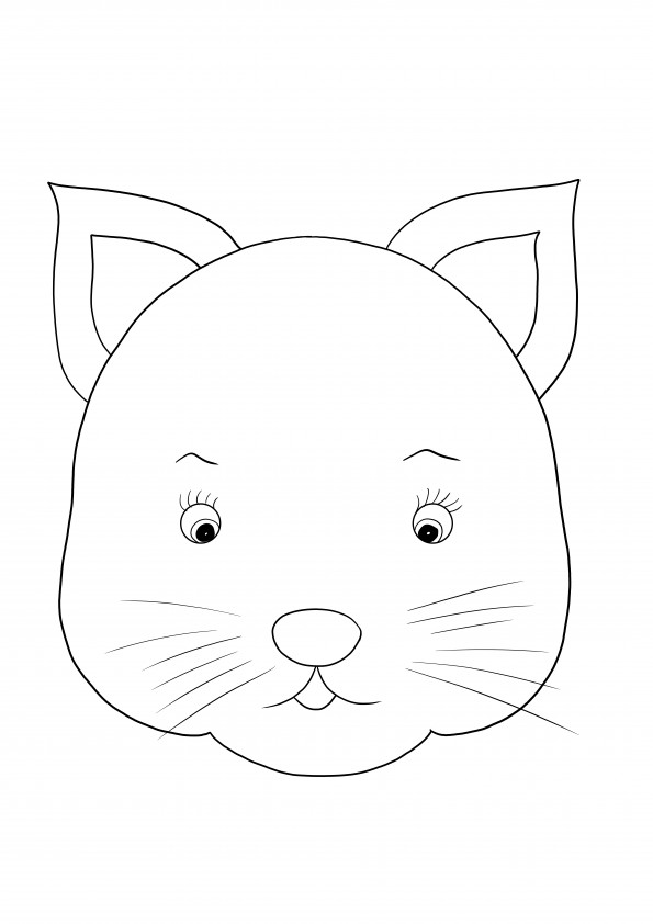 小さな猫の顔の無料の着色と子供向けのダウンロードが簡単なページ