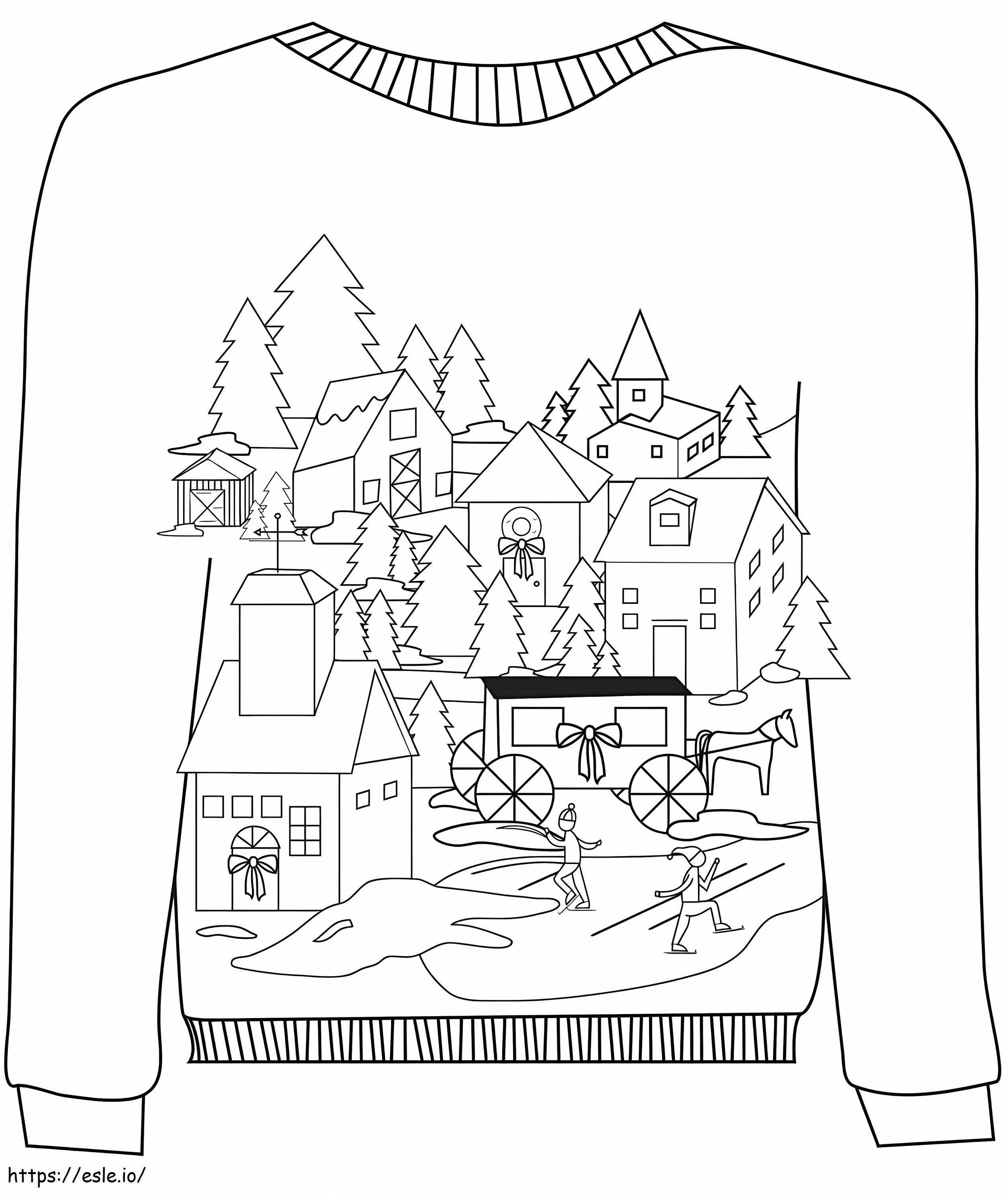 suéter de natal para criança para colorir
