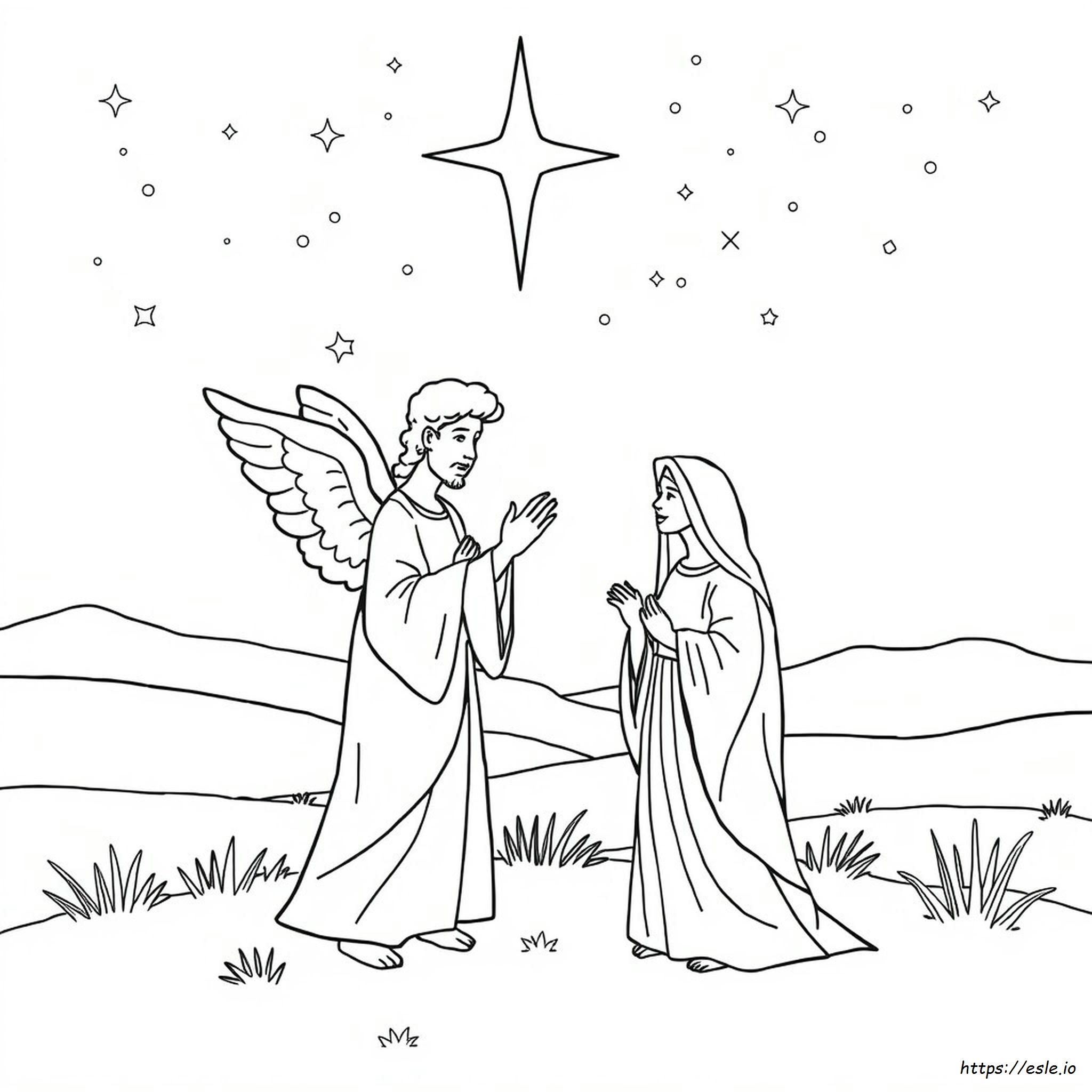 Un Ángel Se Aparece A María Para Colorear