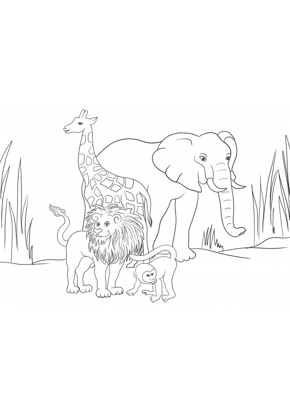 Kids love our free printable of African animals coloring sheet