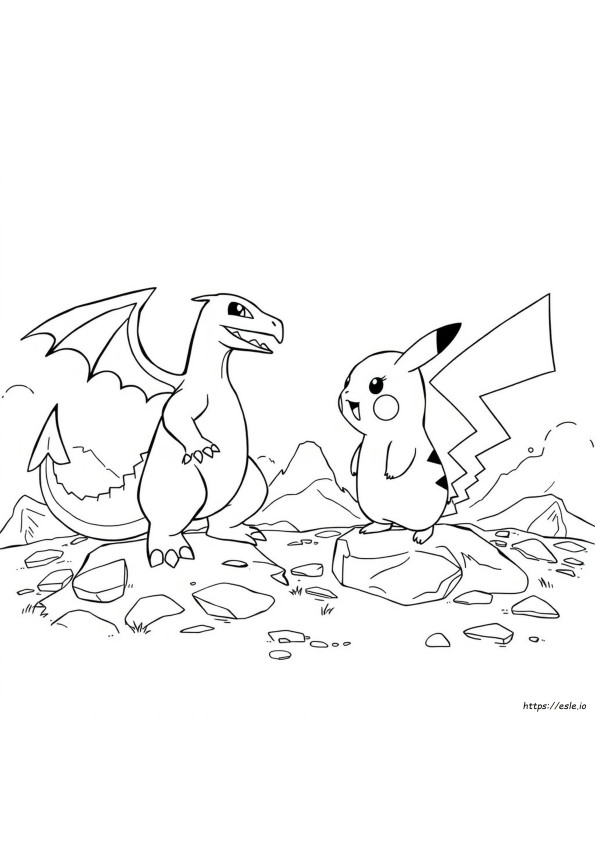 Charizard Contro Pikachu Da Colorare