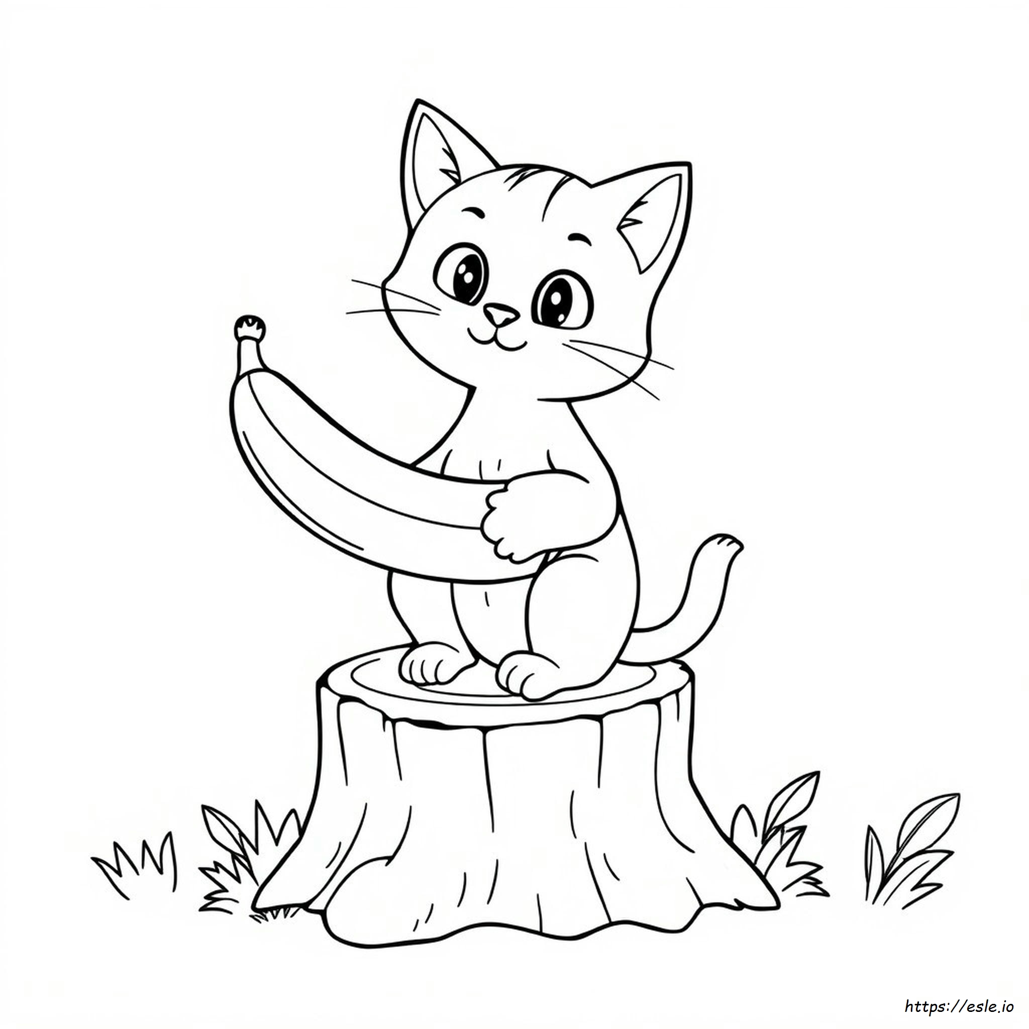 Banana Cat Coloring Page Printable