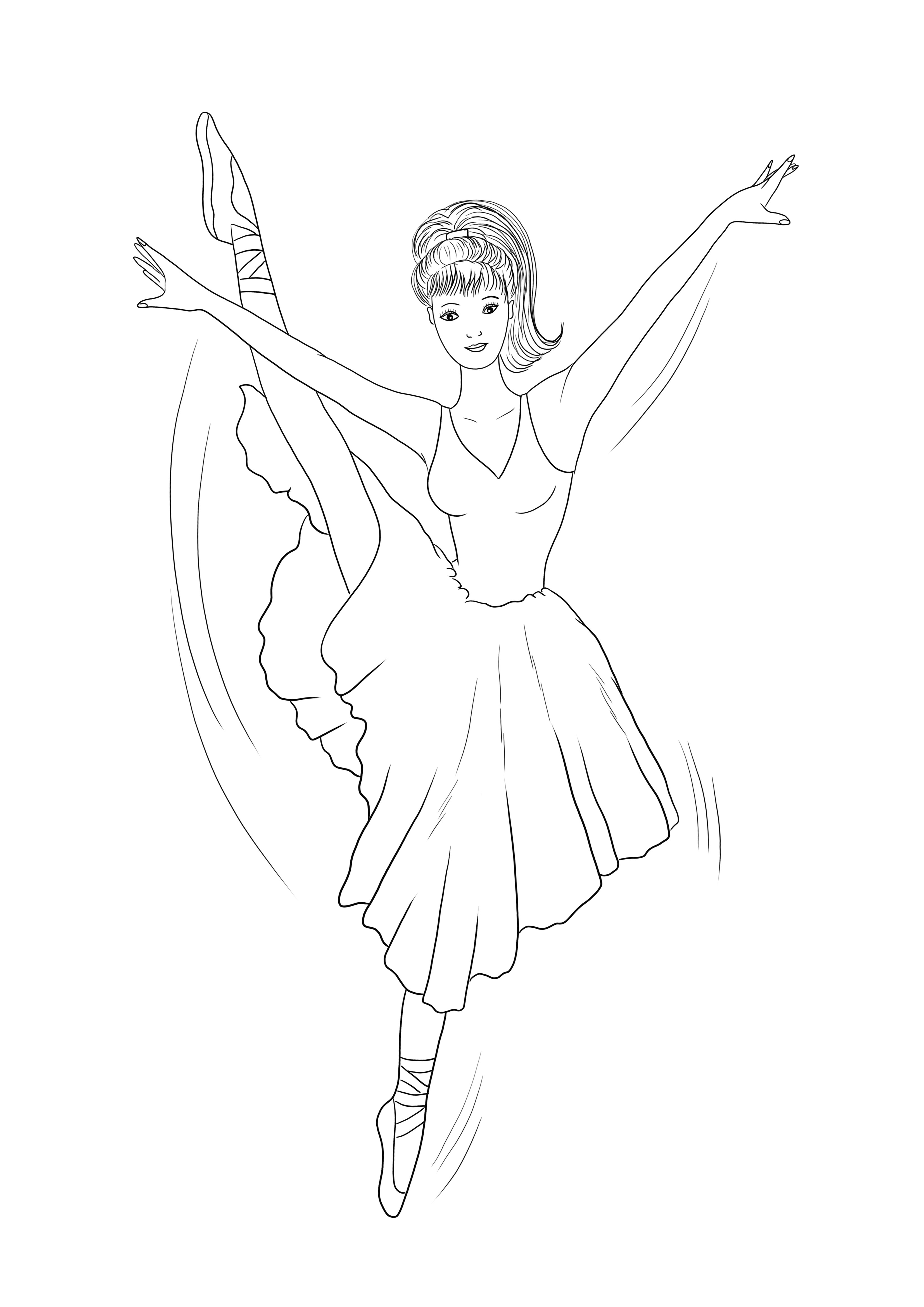 Coloring image of a Barbie Ballerina toy free to download or print