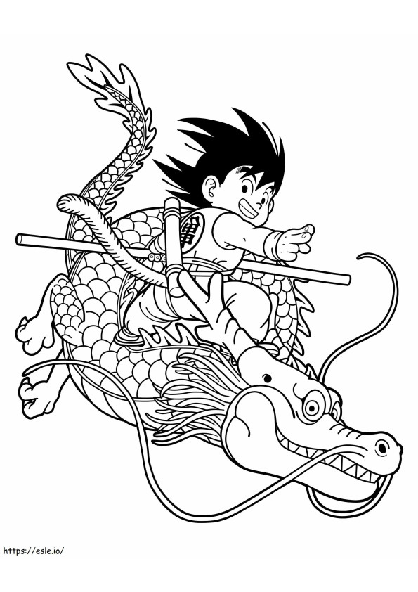 Young Son Goku And Dragon coloring page