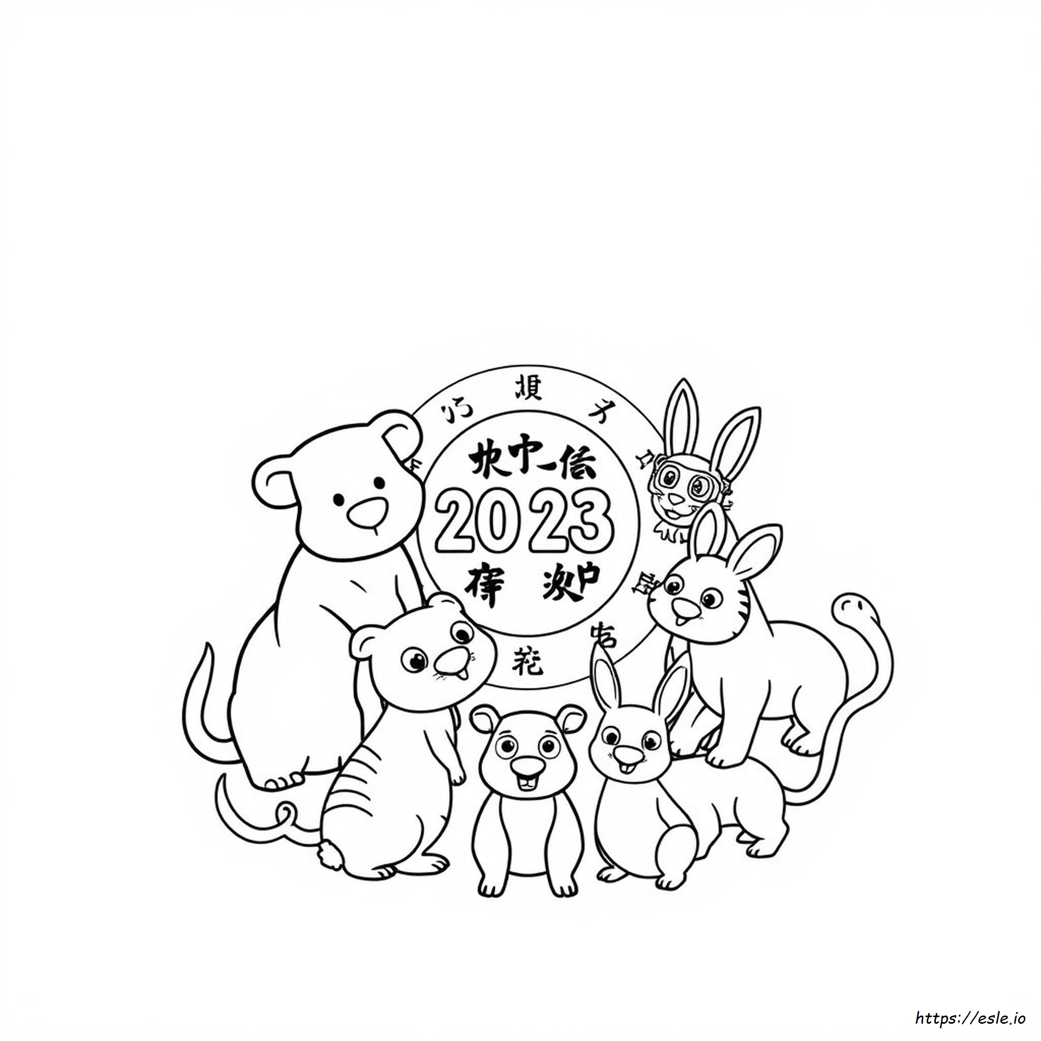 Chinese Zodiac Calendar Coloring Page