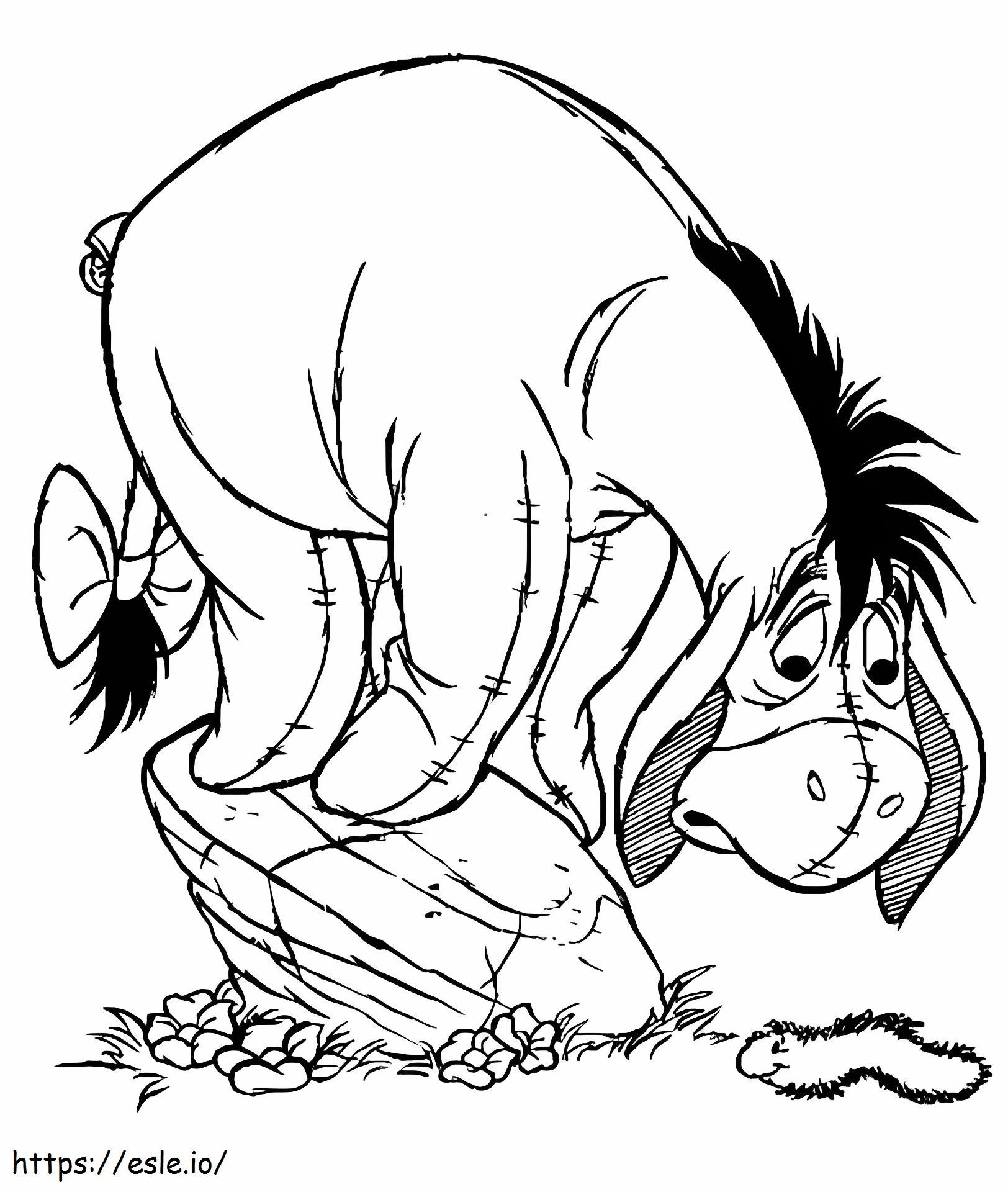 A Worm Scared Eeyore coloring page