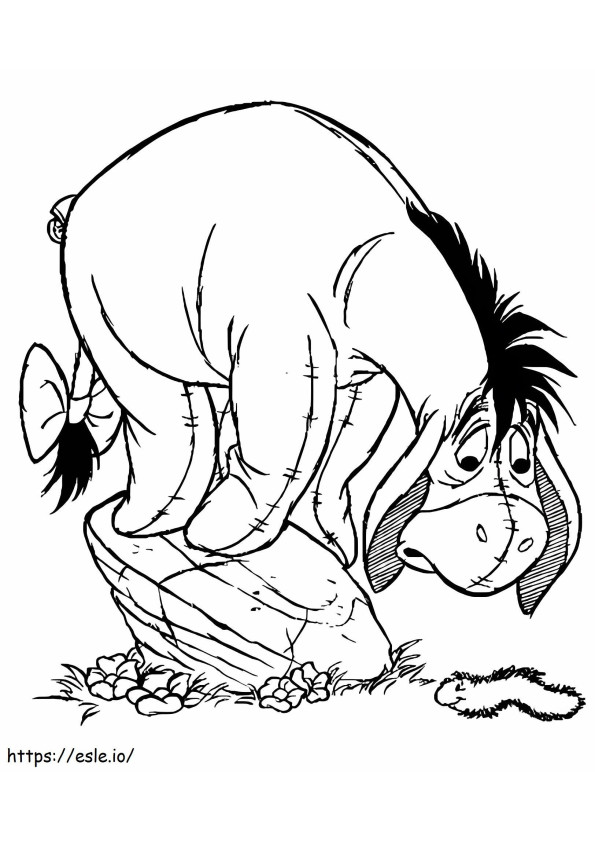 A Worm Scared Eeyore coloring page