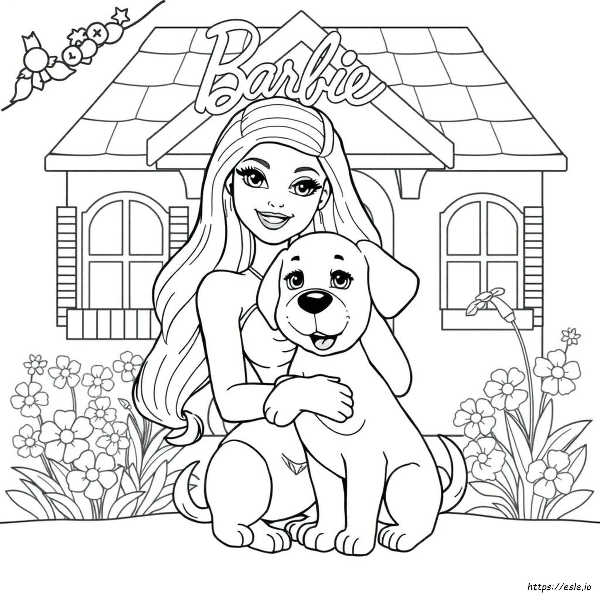 Gambar Mewarnai Anak Anjing Barbie