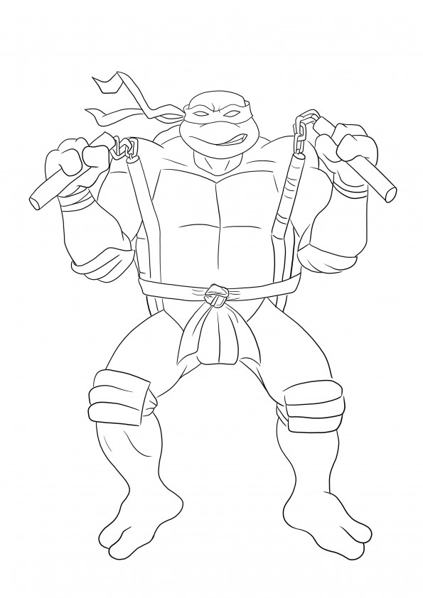 Żółw Ninja Michała Anioła do wydrukowania za darmo dla prostego arkusza do kolorowania