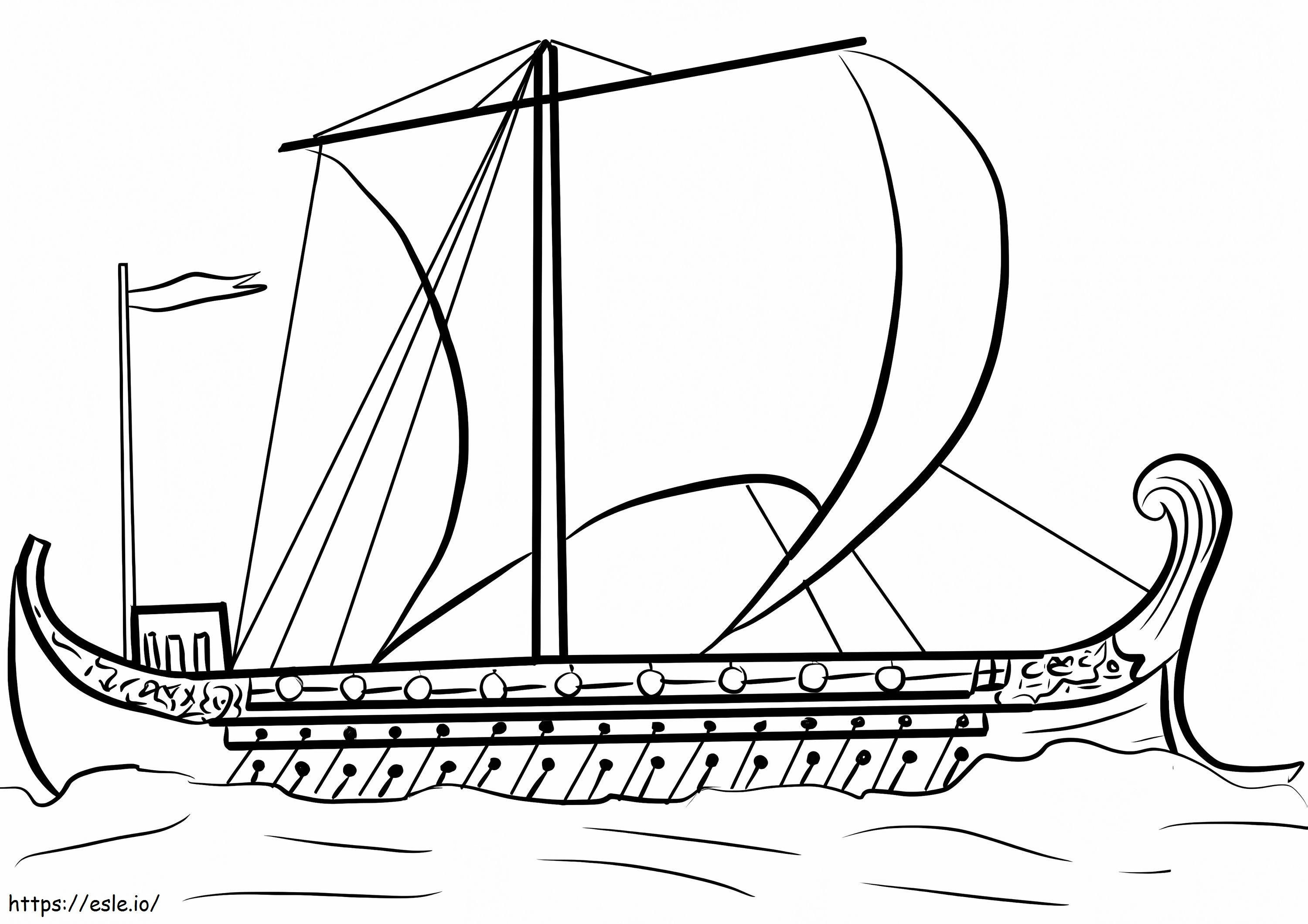 Nava greacă antică de colorat