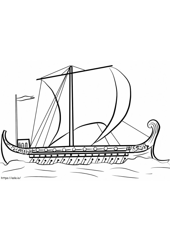 Nava greacă antică de colorat