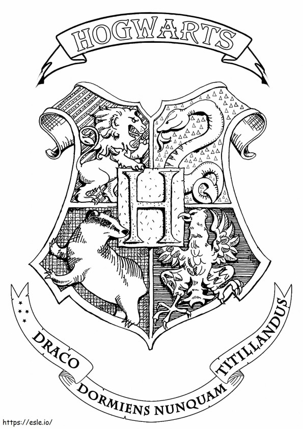 Cresta de Hogwarts de Harry Potter para colorear