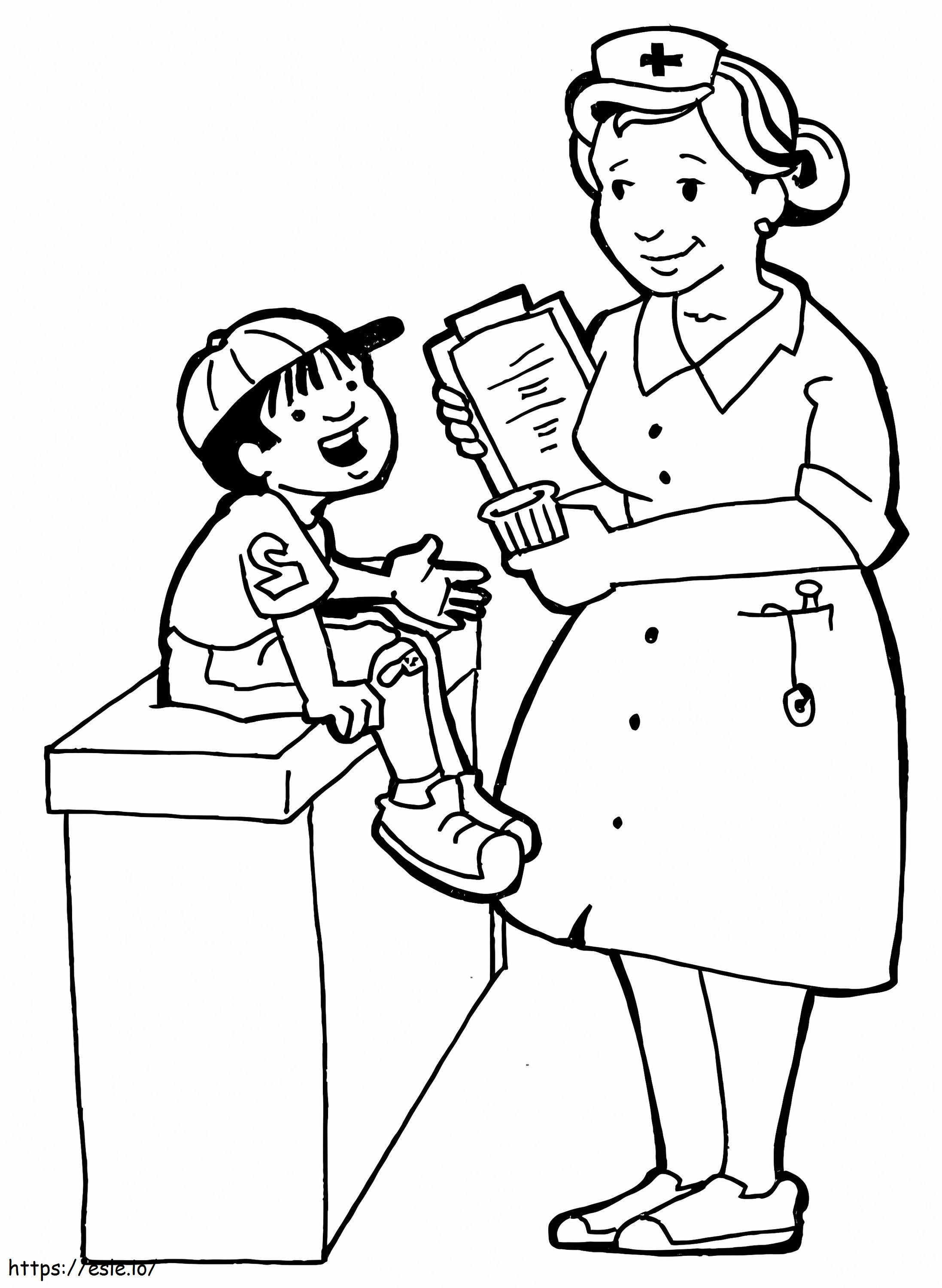 Nurse And A Boy coloring page