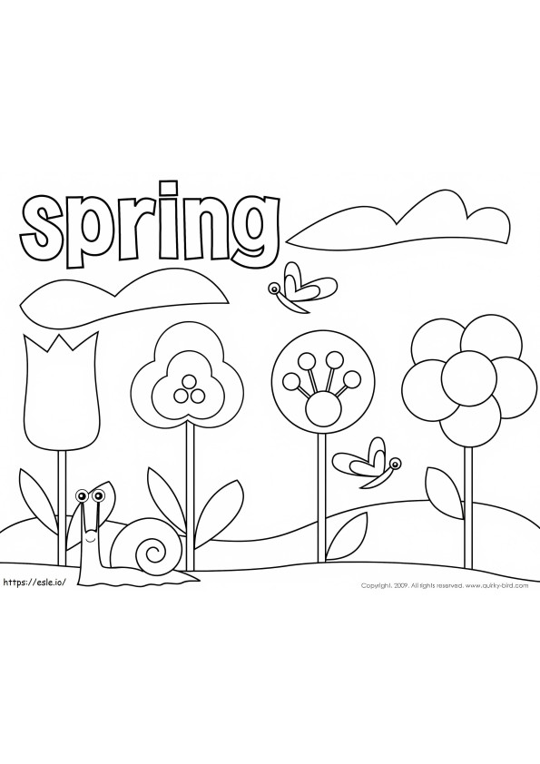 Coloriage Paysage de printemps à imprimer dessin