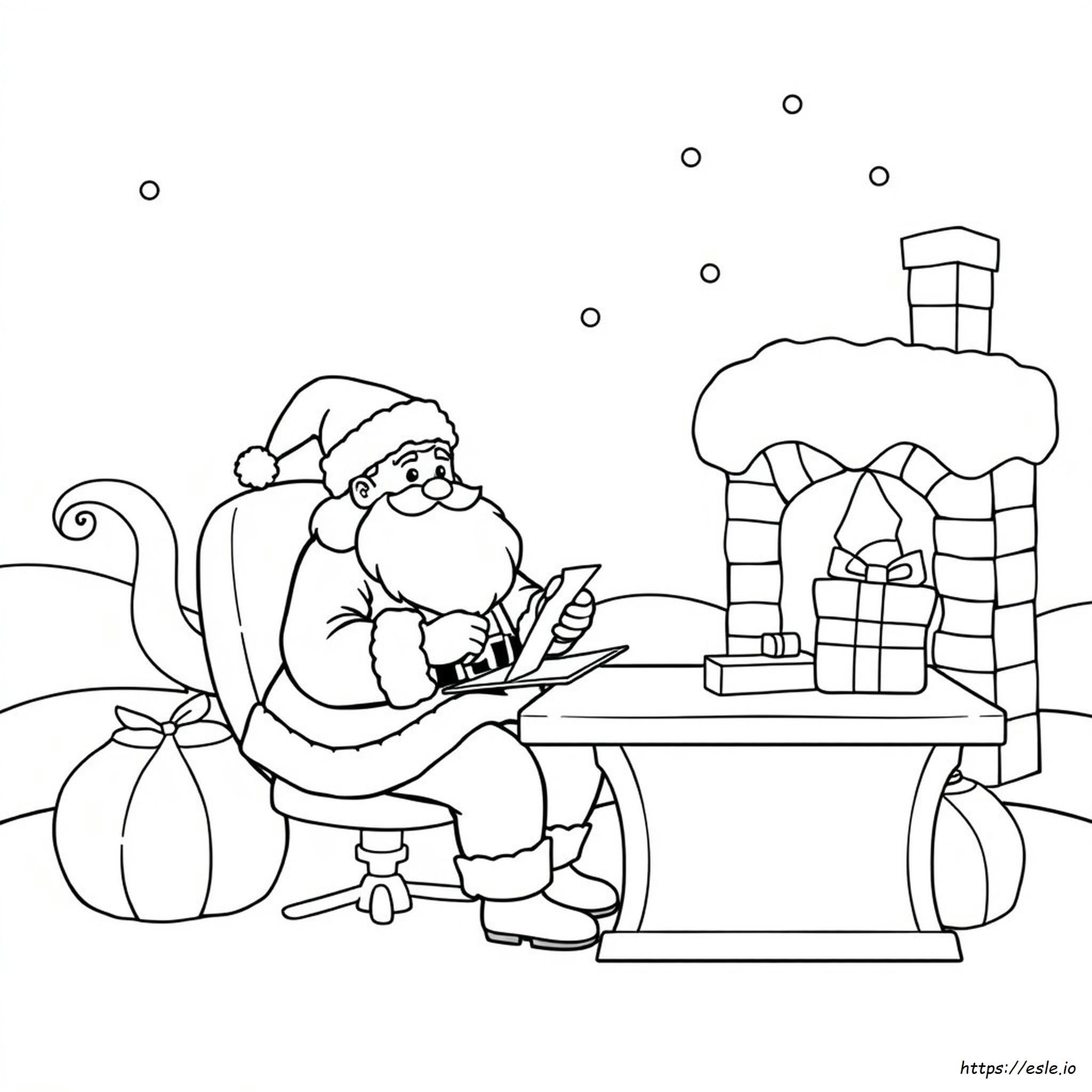 Santa Christmas List Coloring Page