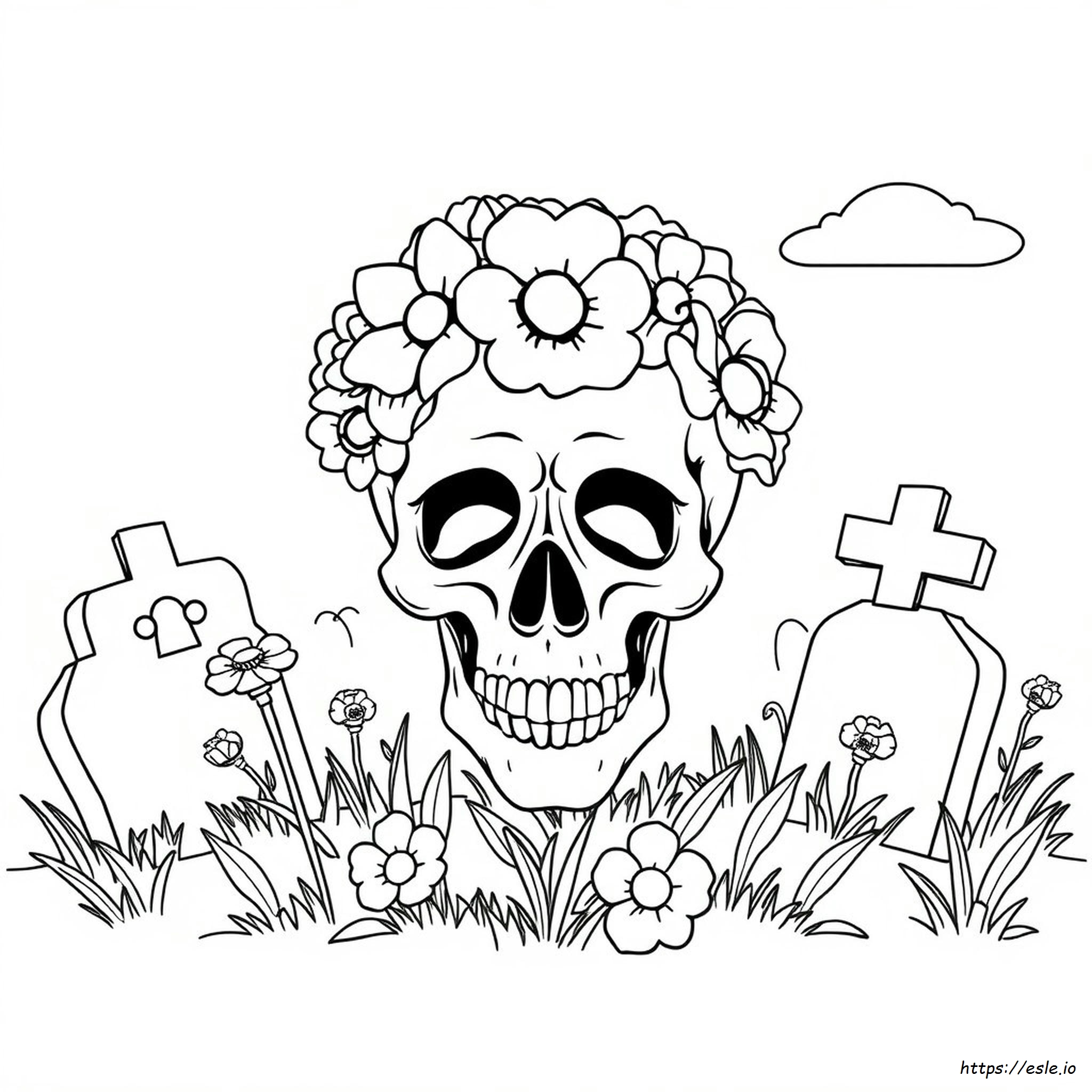 Flower Skull Coloring Page