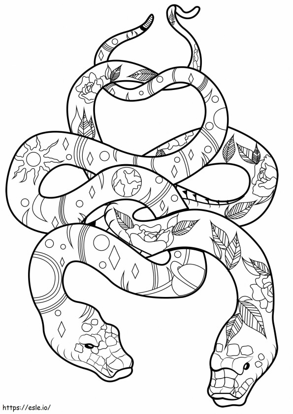 Kaksi suomennettua käärmettä värityskuva