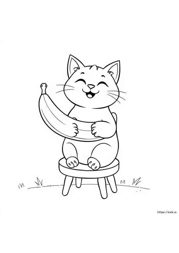 Banana Cat Colouring Pages