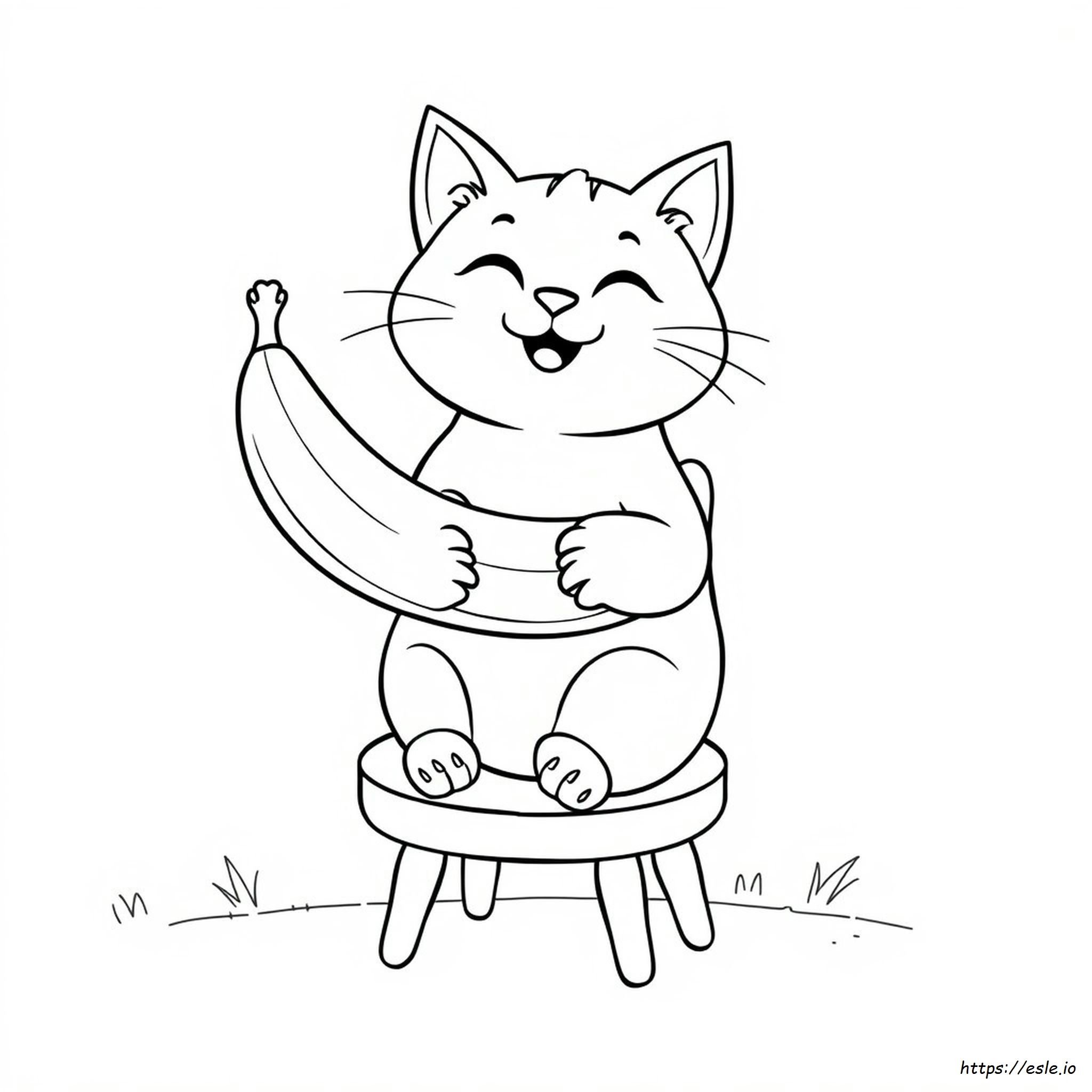 Banana Cat Colouring Pages