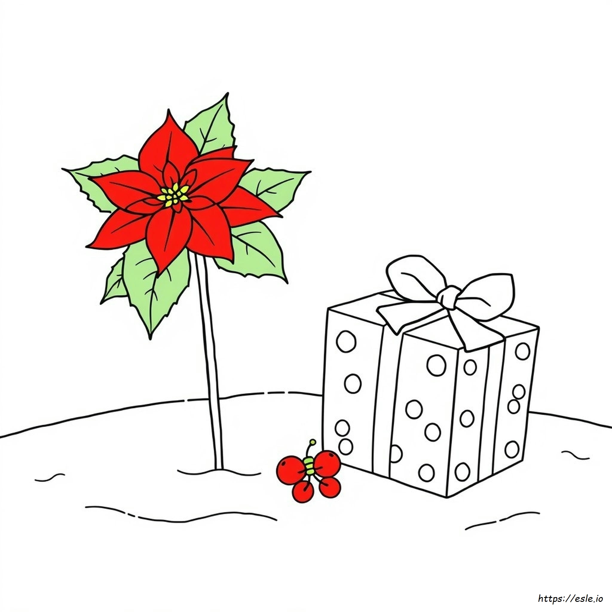 Christmas Poinsettia Coloring Page